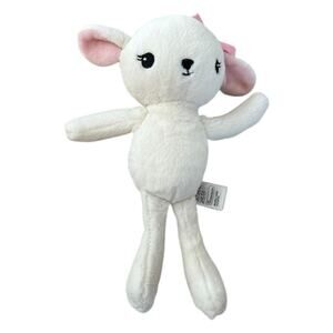 H & M White Lamb Plush Pink Ears 9" Stuffed Animal Sheep Lovey Toy